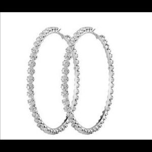 Silver Diamond Hoop Earrings